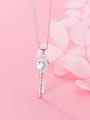 thumb 925 Sterling Silver Cubic Zirconia Cute micro diamond key Necklace 0
