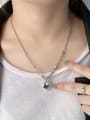 thumb 925 Sterling Silver  Asymmetric chain Hip Hop Heart Pendant Necklace 2