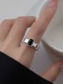 thumb 925 Sterling Silver Glass Stone Geometric Hip Hop Band Ring 1