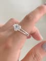 thumb 925 Sterling Silver Cubic Zirconia Heart Vintage Stackable Ring 2