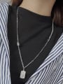 thumb Vintage Sterling Silver With Antique Silver Plated Simplistic Geometric Power Necklaces 2