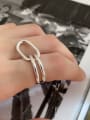 thumb 925 Sterling Silver Hollow Geometric Double Loop Band Ring 0