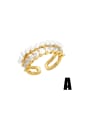 thumb Brass Imitation Pearl Geometric Minimalist Stackable Ring 2