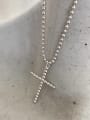 thumb 925 Sterling Silver Bead Chain Cross Vintage Long Strand Necklace 0