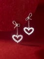 thumb 925 Sterling Silver Cubic Zirconia Heart Minimalist Drop Earring 3