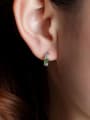 thumb 925 Sterling Silver Jade Geometric Vintage Huggie Earring 1
