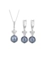 thumb Brass Imitation Pearl Vintage Flower Earring and Necklace Set 2