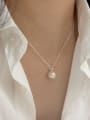 thumb 925 Sterling Silver Imitation Pearl Geometric Minimalist Necklace 1