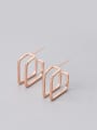 thumb 925 Sterling Silver Simple lines geometric square double layer Stud Earring 3