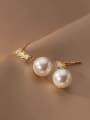 thumb 925 Sterling Silver Imitation Pearl Geometric Minimalist Drop Earring 3