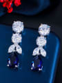 thumb Brass Cubic Zirconia Water Drop Luxury Cluster Earring 4