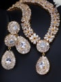 thumb Brass Cubic Zirconia Luxury Geometric Earring and Necklace Set 3