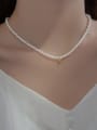 thumb 925 Sterling Silver Imitation Pearl Round Minimalist Beaded Necklace 1
