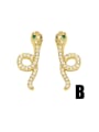 thumb Brass Cubic Zirconia Snake Cute Stud Earring 3