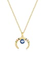thumb Stainless steel Cubic Zirconia Evil Eye Hip Hop Moon Pendant Necklace 0