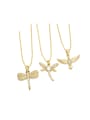 thumb Brass Cubic Zirconia Dragonfly Trend Necklace 0
