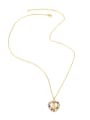 thumb Brass Cubic Zirconia  Vintage  Heart  Pendant Necklace 2