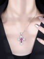 thumb Brass Cubic Zirconia Cross Vintage Regligious Necklace 1