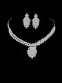 thumb Brass Cubic Zirconia Luxury Leaf Earring and Necklace Set 0