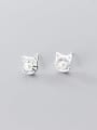 thumb 925 Sterling Silver Cubic Zirconia Cat Minimalist Stud Earring 3