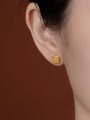 thumb 925 Sterling Silver Amber Square Minimalist Stud Earring 1