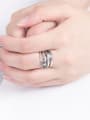 thumb 925 Sterling Silver Hollow Geometric Vintage Stackable Ring 1
