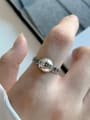 thumb 925 Sterling Silver  Vintage Chain Round Face Free Size Midi Ring 0