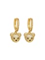 thumb Brass Cubic Zirconia Bear Hip Hop Huggie Earring 3