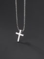 thumb 925 Sterling Silver Bead Cross Minimalist Necklace 0