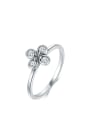 thumb 925 Sterling Silver Cubic Zirconia Flower Vintage Band Ring 0