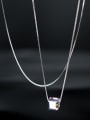 thumb 925 Sterling Silver Synthetic Crystal Square Minimalist Necklace 2