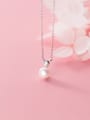 thumb 925 Sterling Silver Imitation Pearl Simple Round Bead Pendant Necklace 2