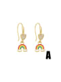 thumb Brass Cubic Zirconia Rainbow Minimalist Hook Earring 1