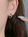 thumb 925 Sterling Silver Cubic Zirconia Irregular Minimalist Stud Earring 1