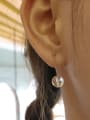 thumb 925 Sterling Silver Glass Bead Ball Minimalist Drop Earring 1