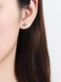 thumb Sterling Silver Moissanite Geometric Dainty Stud Earring 3