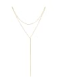 thumb 925 Sterling Silver Tassel Minimalist Double Layer Chain Lariat Necklace 3