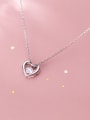 thumb 925 Sterling Silver Cubic Zirconia Simple hollow heart pendant  Necklace 1