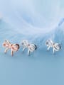 thumb 925 Sterling Silver Cubic Zirconia White Bowknot Cute Stud Earring 0
