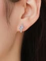 thumb 925 Sterling Silver Glass Stone Geometric Classic Stud Earring 1