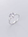 thumb 925 Sterling Silver Cubic Zirconia Flower Minimalist free size Ring 0
