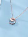 thumb 925 Sterling Silver Fashionable diamond-shaped fish simple round Necklace 1