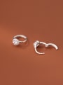 thumb 925 Sterling Silver Cubic Zirconia Geometric Minimalist Huggie Earring 2