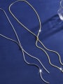 thumb Titanium Steel Snake Chain Minimalist Tassel Necklace 2