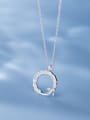 thumb 925 Sterling Silver Hollow Round Dolphin Cute Pendant Necklace 1
