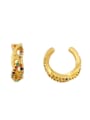thumb Brass Cubic Zirconia Mouth Vintage Stud Earring 4