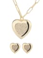thumb Brass Statement Heart  Rhinestone Earring and Necklace Set 3