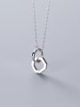 thumb 925 sterling silver simple diamond round buckle Necklace 2