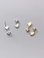 thumb 925 Sterling Silver Cubic Zirconia Asymmetry Heart Minimalist Stud Earring 2