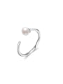 thumb 925 Sterling Silver Imitation Pearl Irregular Minimalist Band Ring 0